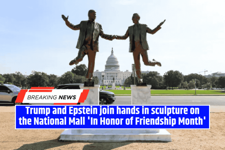 Trump and Epstein join hands in sculpture on the National Mall 'In Honor of Friendship Month'
