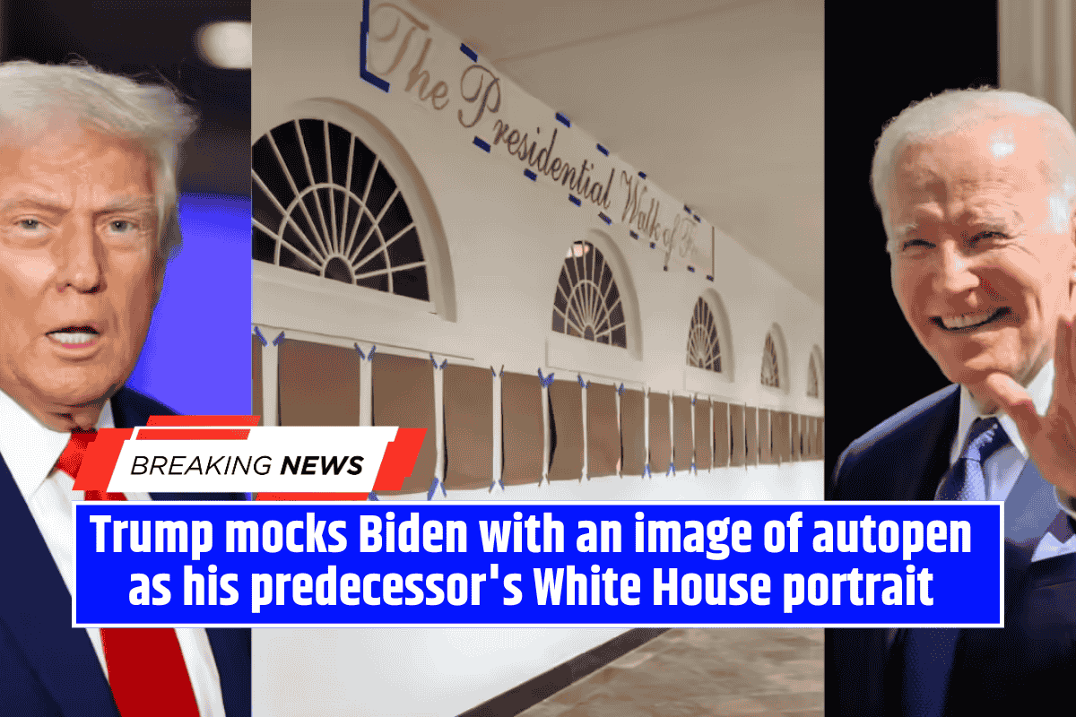Trump mocks Biden with an image of autopen as his predecessor's White House portrait